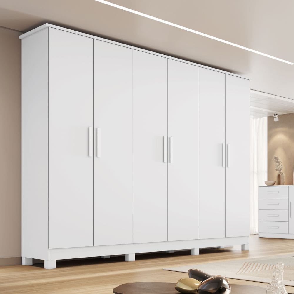 Guarda Roupa Casal 6 Portas com Pés em MDF Nina Bianchi