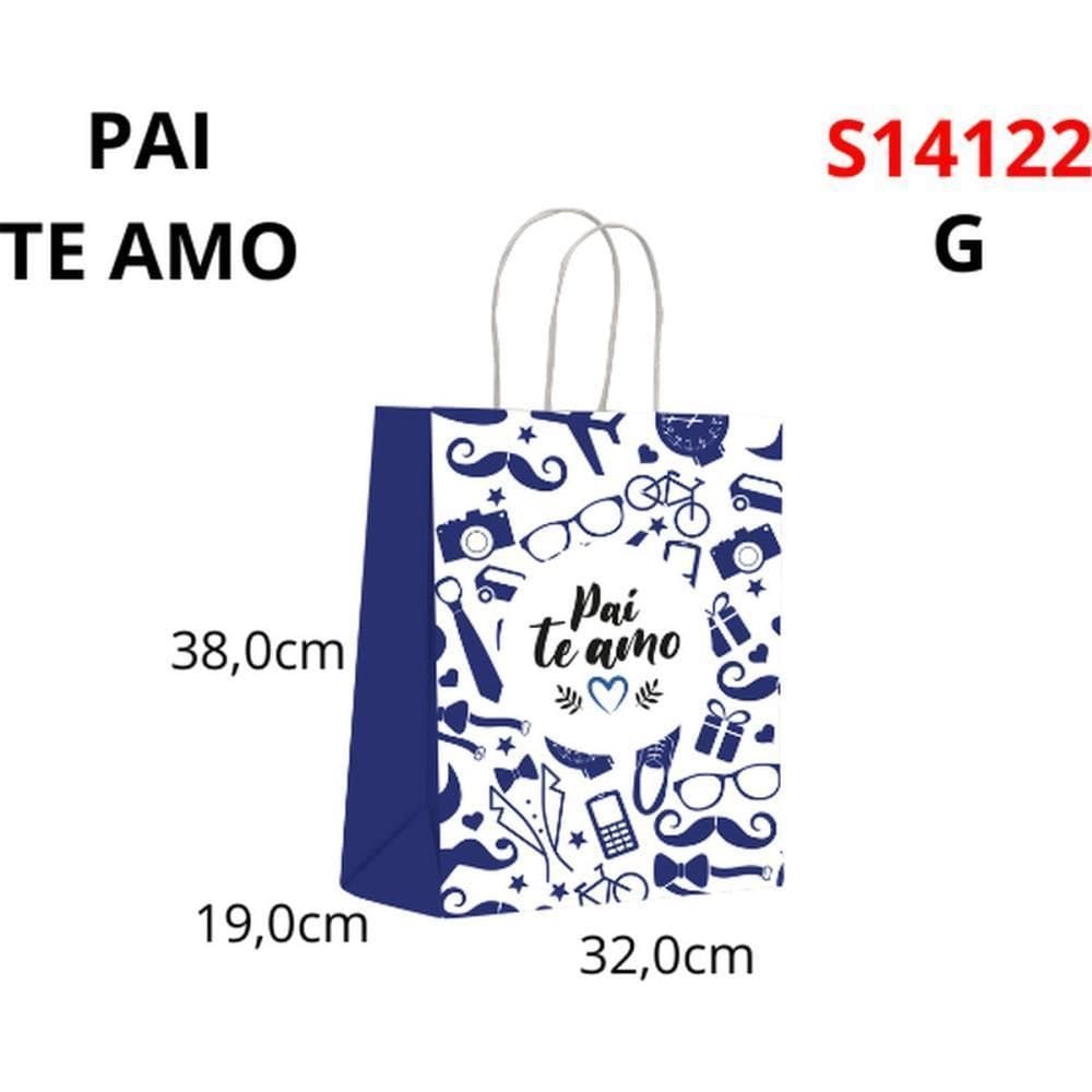 Sacola Para Presente Decorada Pai Te Amo G 32X38X19Cm Pct.C/