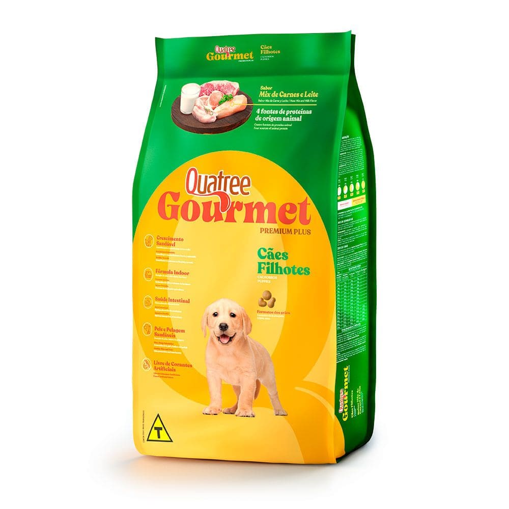 Ração Quatree Gourmet para Cães Filhotes Sabor Peixe, Carne e Frango 1Kg