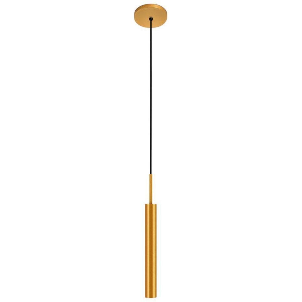 Pendente Luminária Teto Tubo Sala Quarto Cama Dourado 40Cm