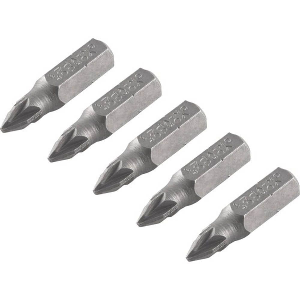 Bits Pozidrive com Encaixe de 1/4” e nº 1 de 25mm com 5 Peças - 3538301025 - VONDER