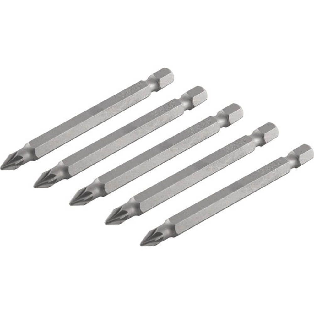 Bits Pozidrive com Encaixe de 1/4” e nº 1 de 75mm com 5 Peças - 3538301075 - VONDER