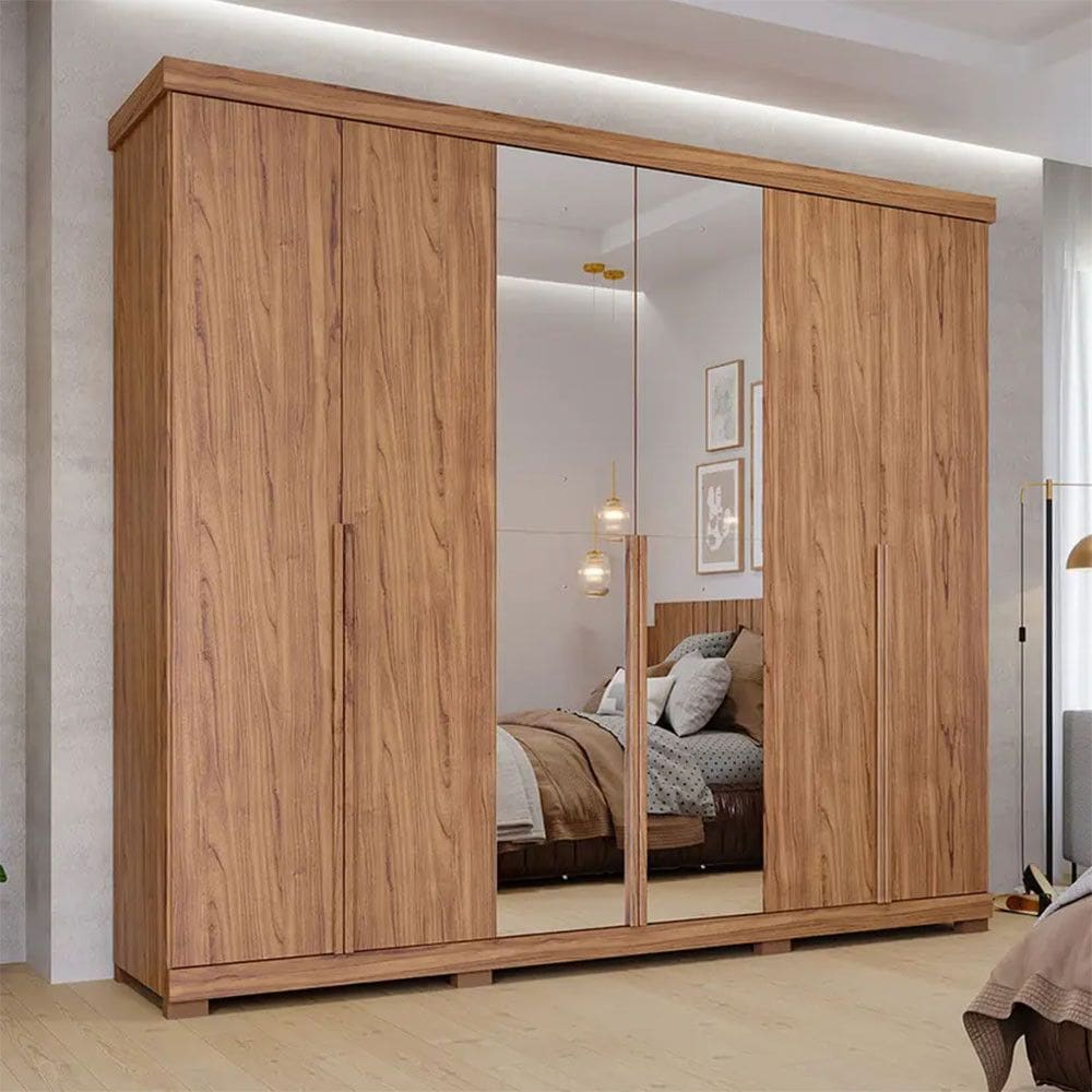 Guarda-Roupa Casal 6 Portas Bater 6 Gavetas MDF Guarapari Panan Roupeiro