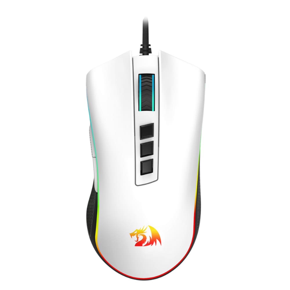 Mouse Gamer Redragon Cobra V2 Cypher RGB 12400DPI 1000Hz Branco e Preto - M711A-RGB