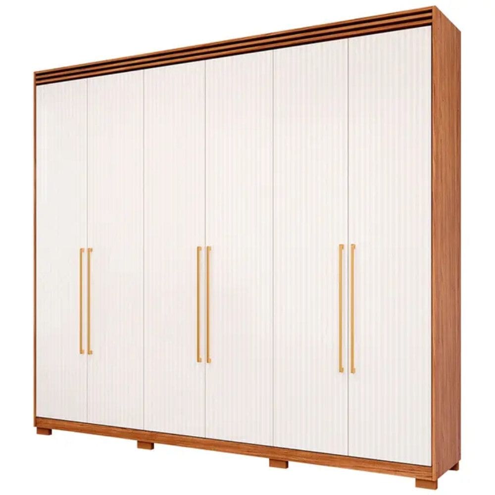 Guarda-Roupa Casal MDF 6 Portas Bater 5 Gavetas Aurora Panan