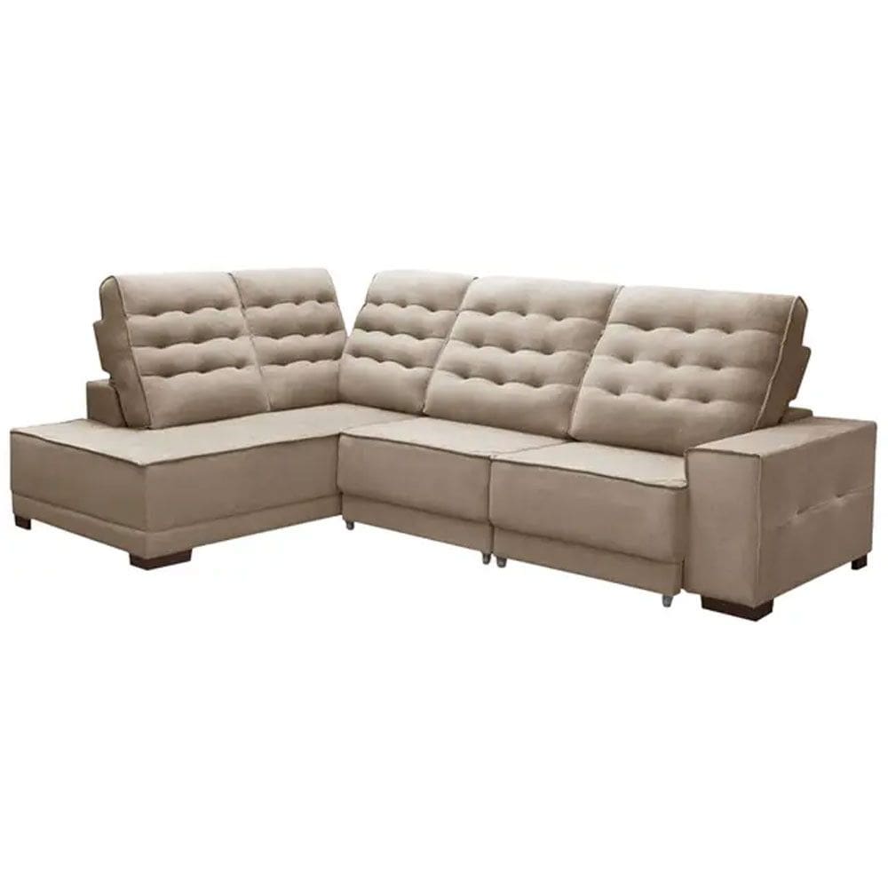 Sofá de Canto Retrátil e Reclinável Vicenzo Estofado Jandaia