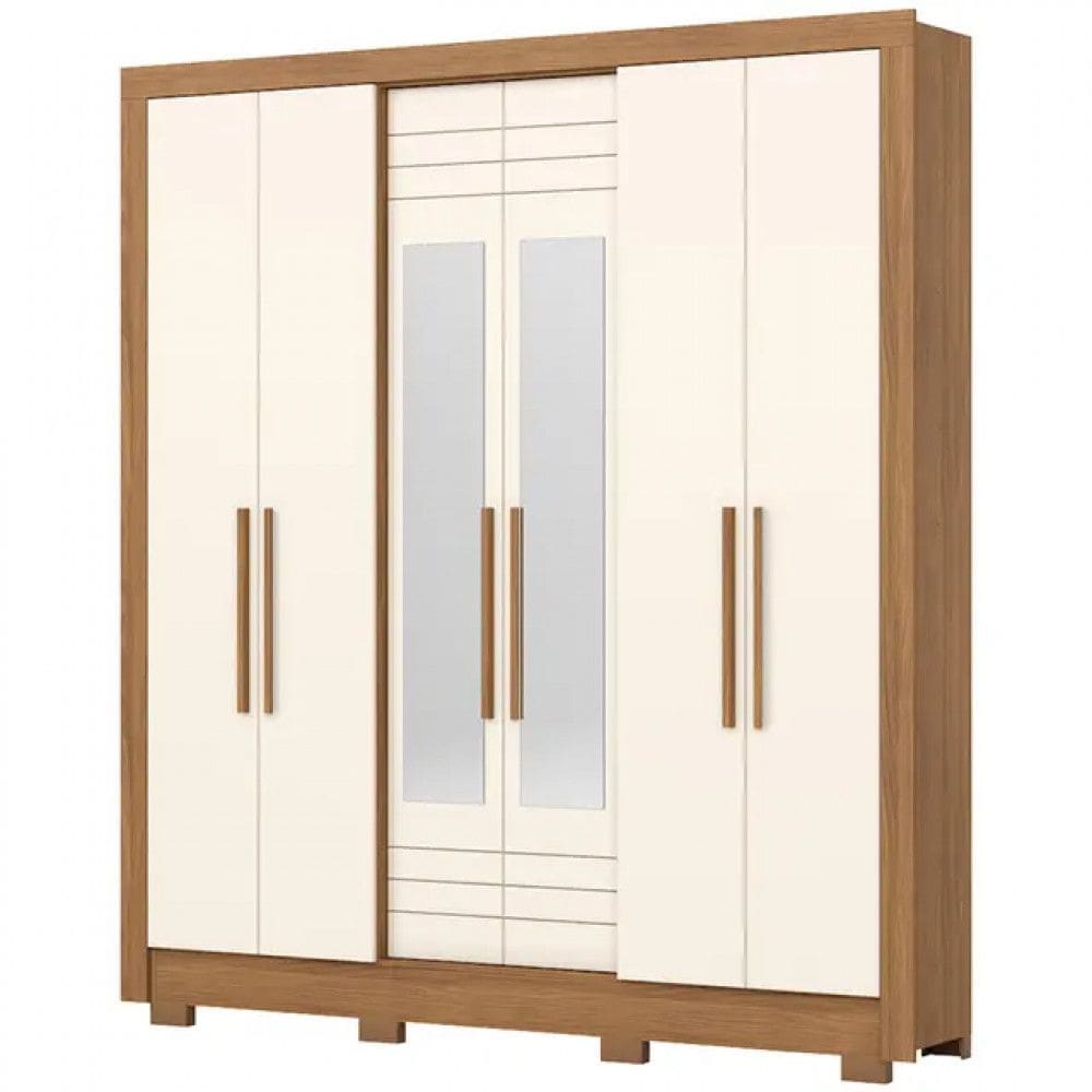 Guarda-Roupa Casal Briz 6 Portas Bater 3 Gavetas Roupeiro Henn