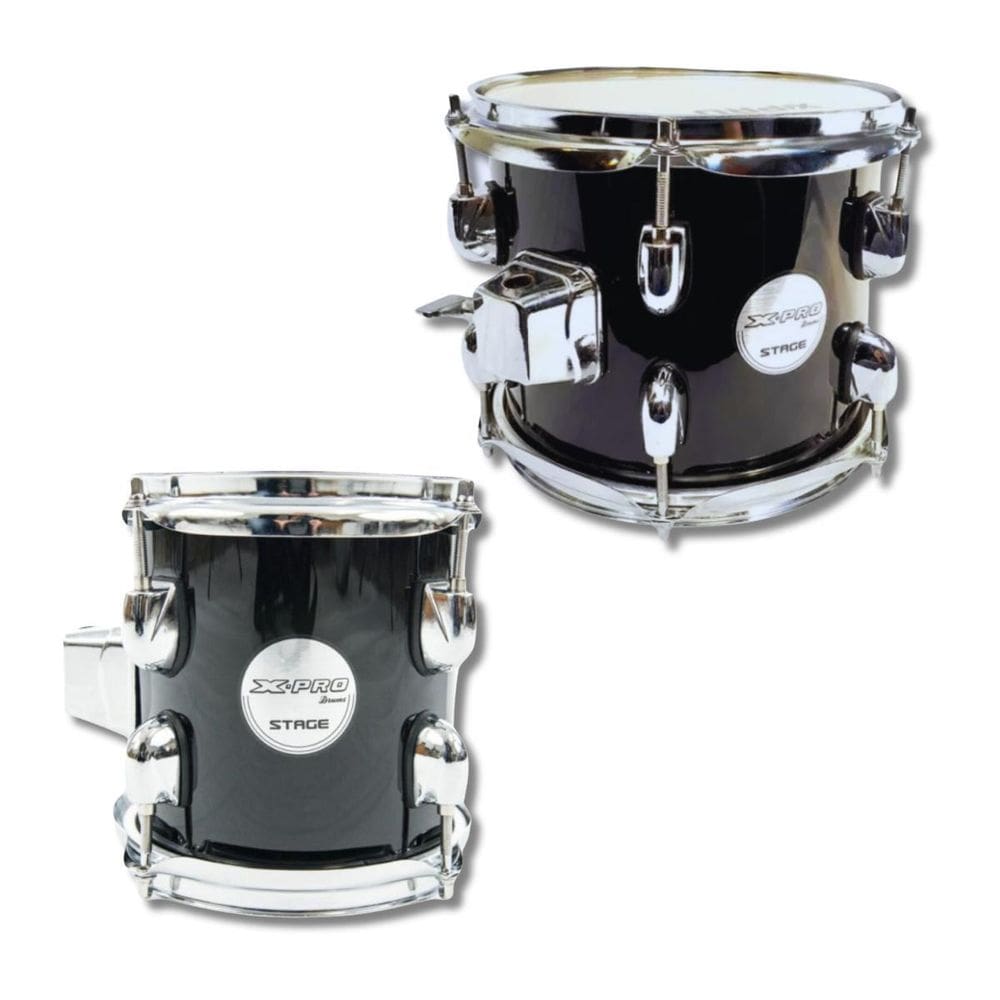 Kit Tom 6 E 8 De Bateria Em Madeira Com Caneca Cromo X-Pro
