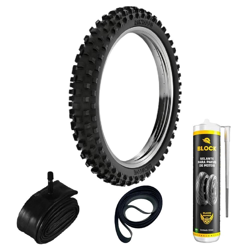 Kit Pneu Xtz 150 Xre 190 Bros 150 90/90-19 52m Dianteiro Sh31 Rinaldi + Câmara + Selante + Cinta