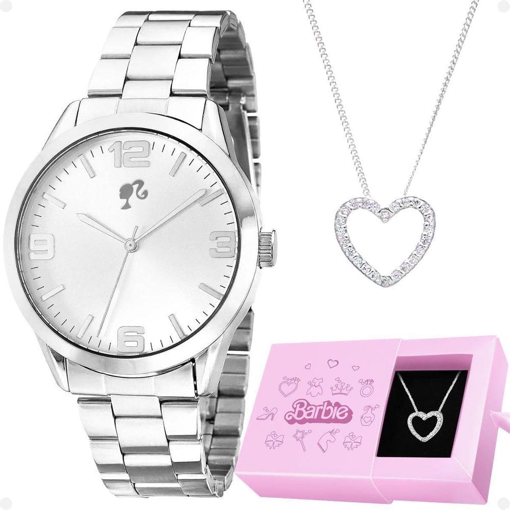 Relogio Feminino Aço Prata + Caixa Social Casual Presente