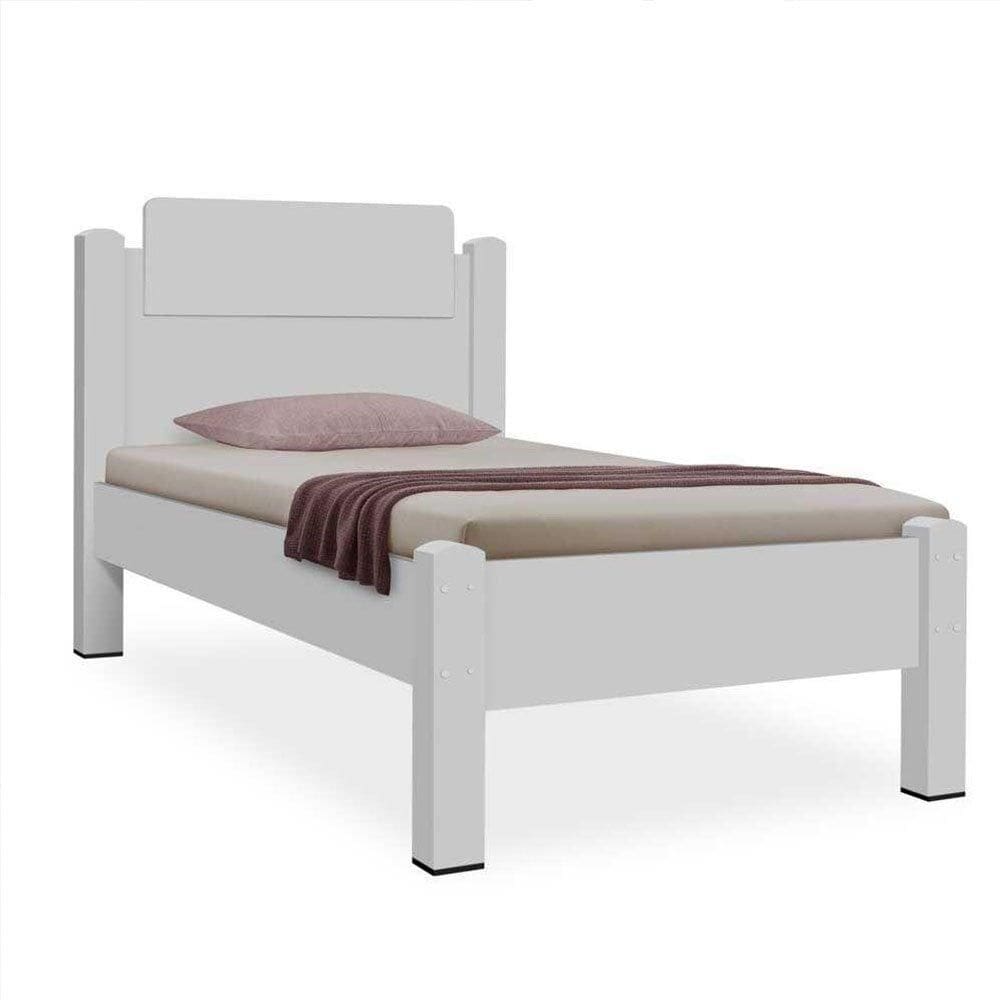 Cama Solteiro Paris Branco com Colchão Gabrielli
