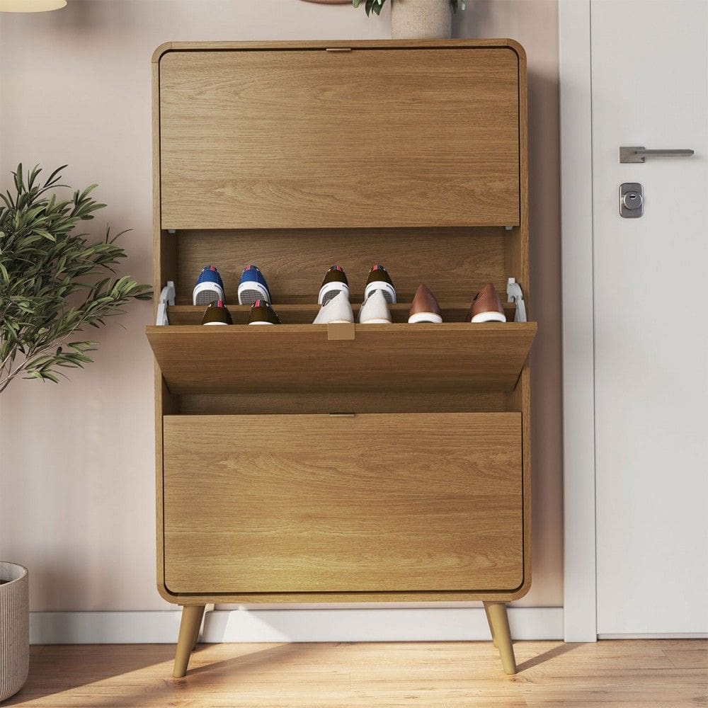 Sapateira Curve 3 Portas Carvalho Xingu - Completa Móveis