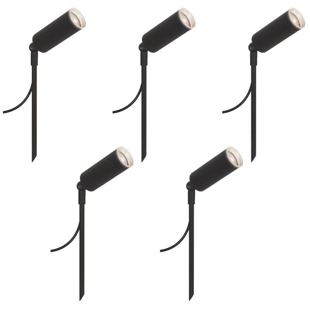 Kit 5 Espetos De Jardim Móvel Luminária Balizador Preto 30Cm
