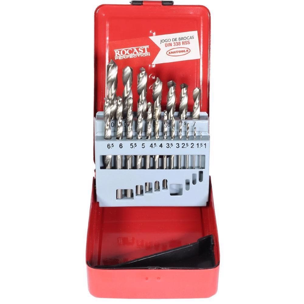 Jogo Broca Helicoidal Haste Cilíndrica 19Pcs  5,0160  Rocast