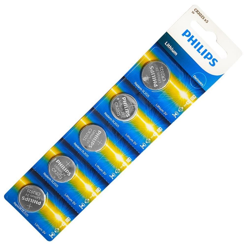 Bateria Cr2025 3V Philips Cartela Com 5 Unidades