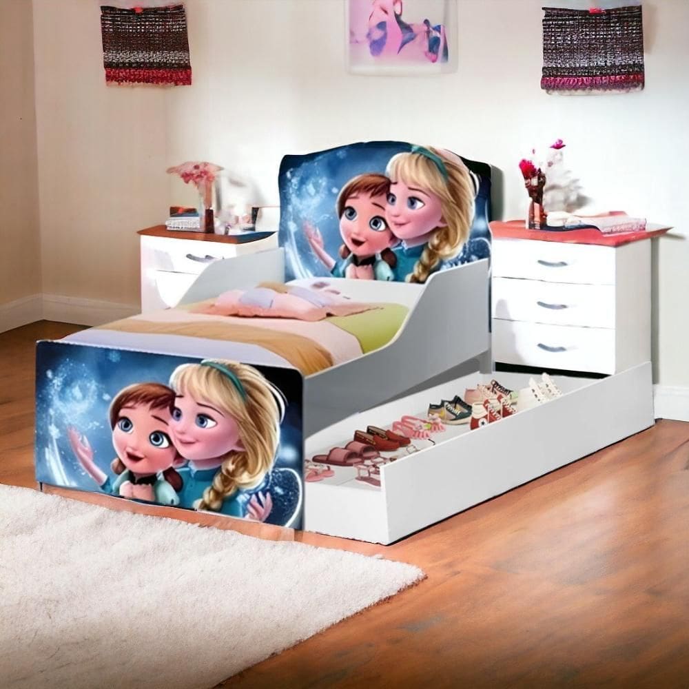 Cama Infantil Lívia Adesivada Cristal com Auxiliar Cambel