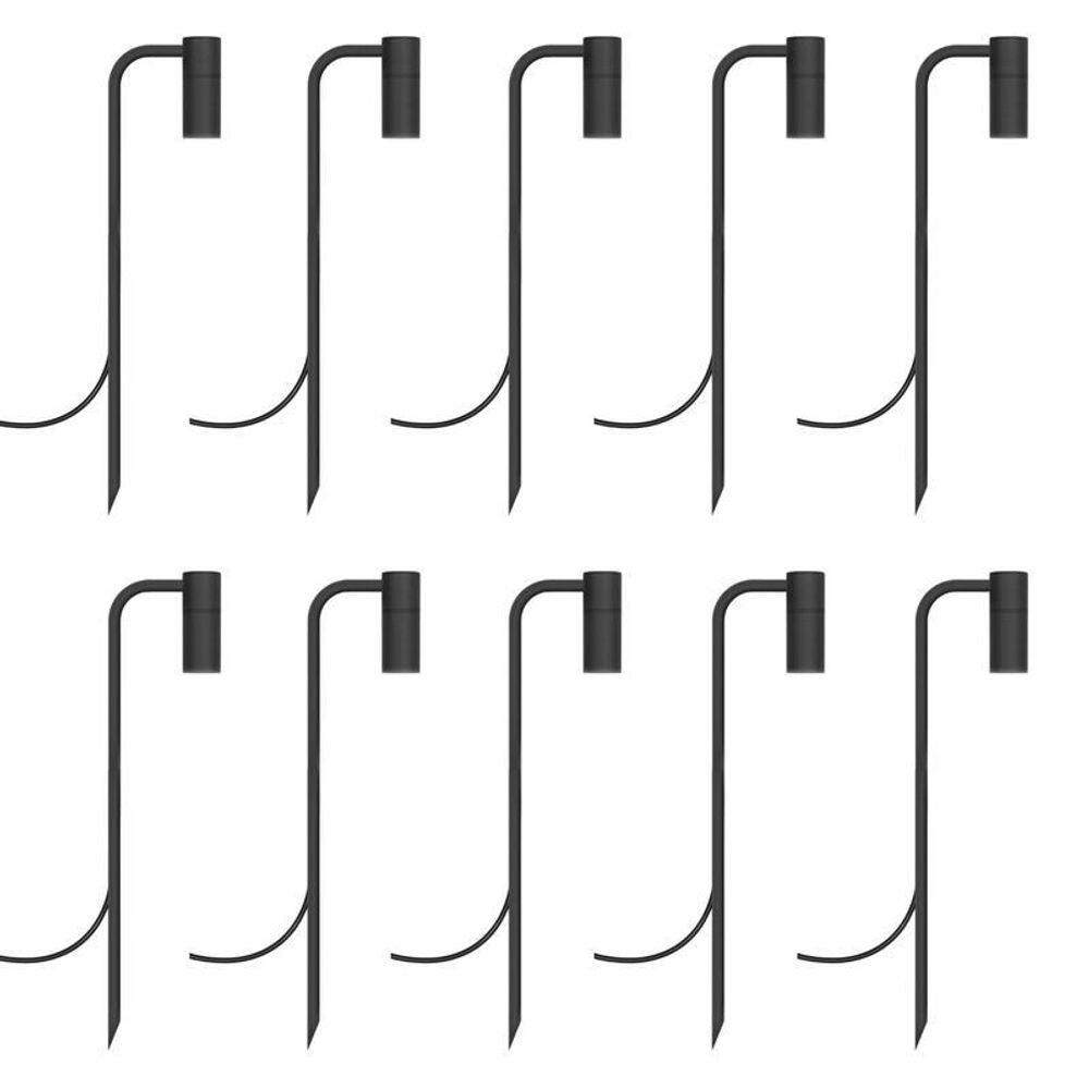 Kit 10 Espetos Luminária Chão Balizador De Jardim Preto 50Cm