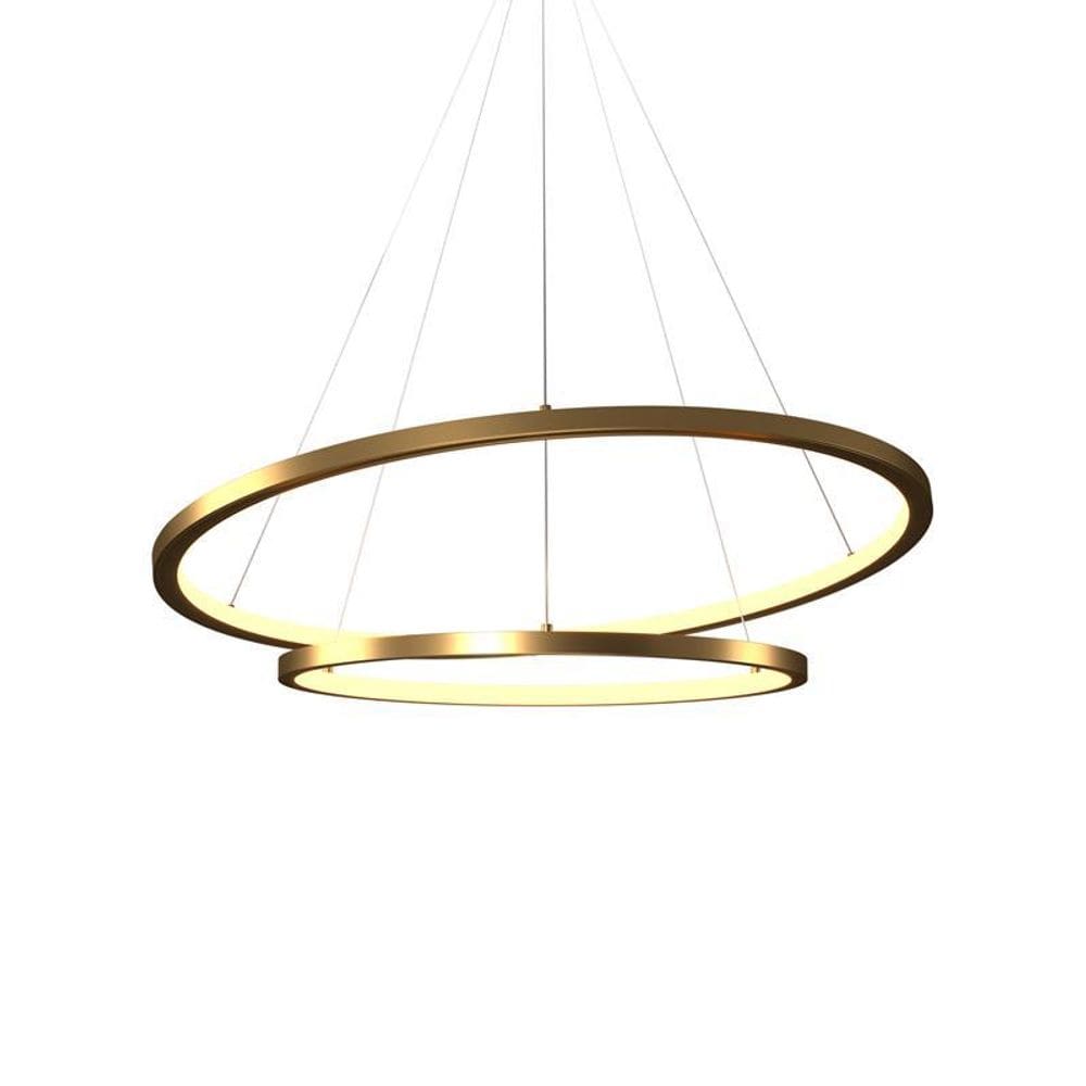 Lustre Pendente Orluce Tabat Dourado 60/40cm Led