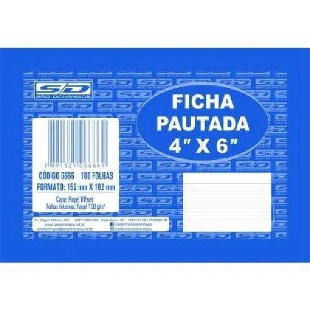 Ficha Pautada 4X6 100 Folhas 152X102 Sao Domingos