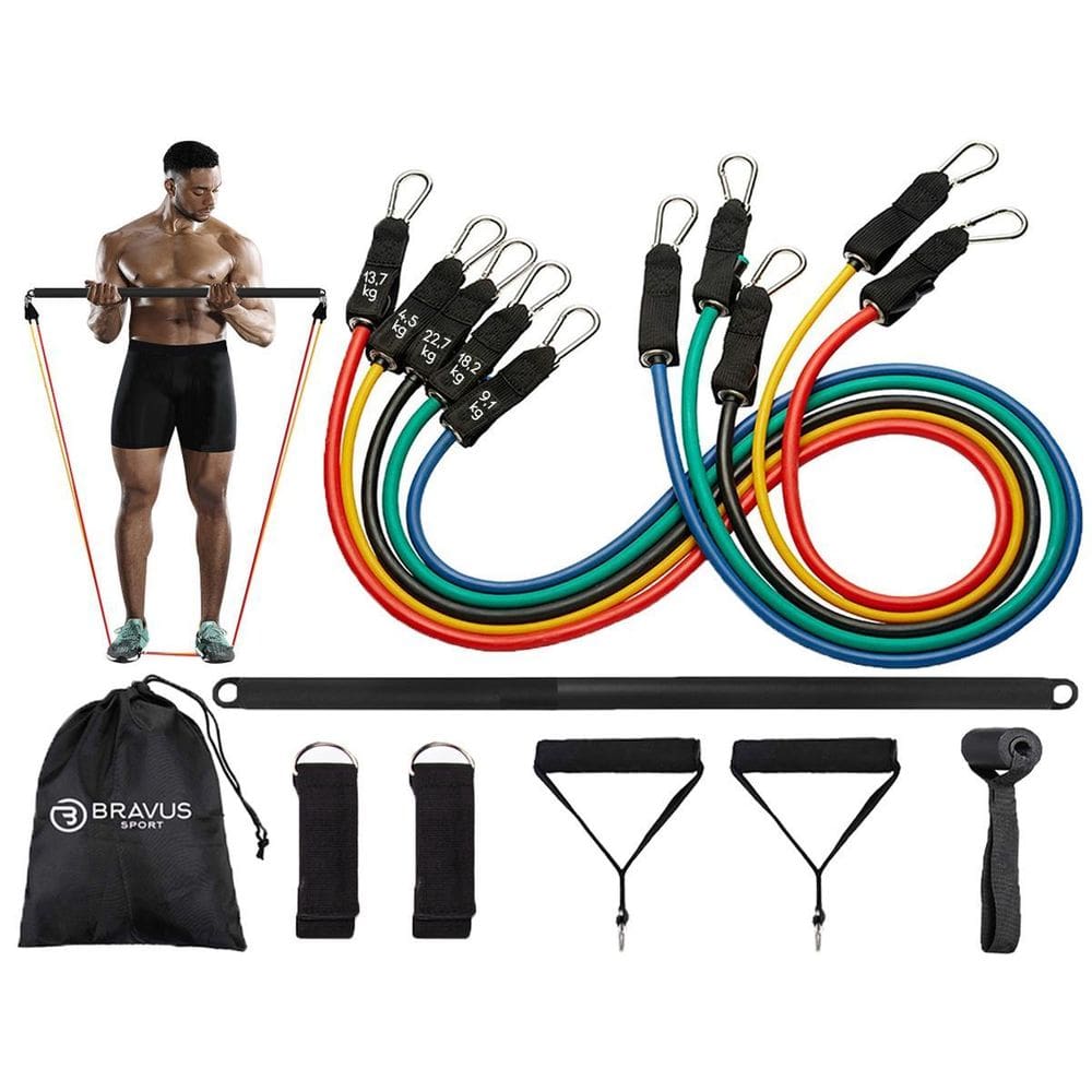 Kit Tubing Pro Elástico Extensor Bravuscom Barra Exercícios