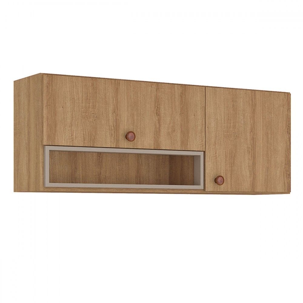 Armário Aéreo de Cozinha 120 Cm Marti 2 Portas Marrom/Marrom Claro - Fellicci