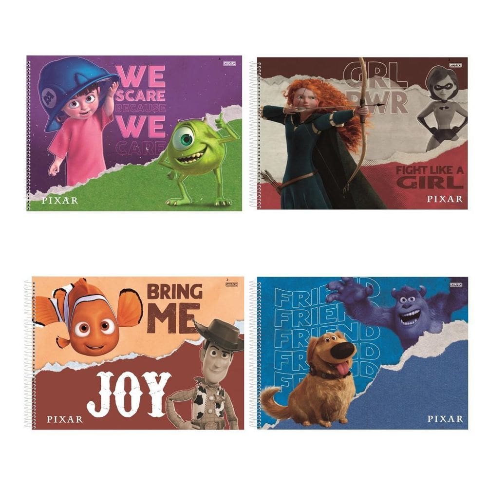 Caderno Cartografico 1/1 Espiral 60F Pixar Disney