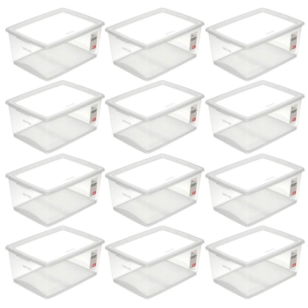 12 Caixas Organizadoras com Tampa 30L Click Empilháveis