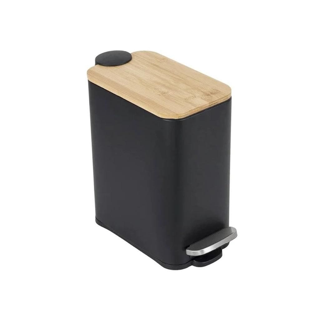 Lixeira Tampa Bamboo Retangular 3 Litros Pedal Balde Interno