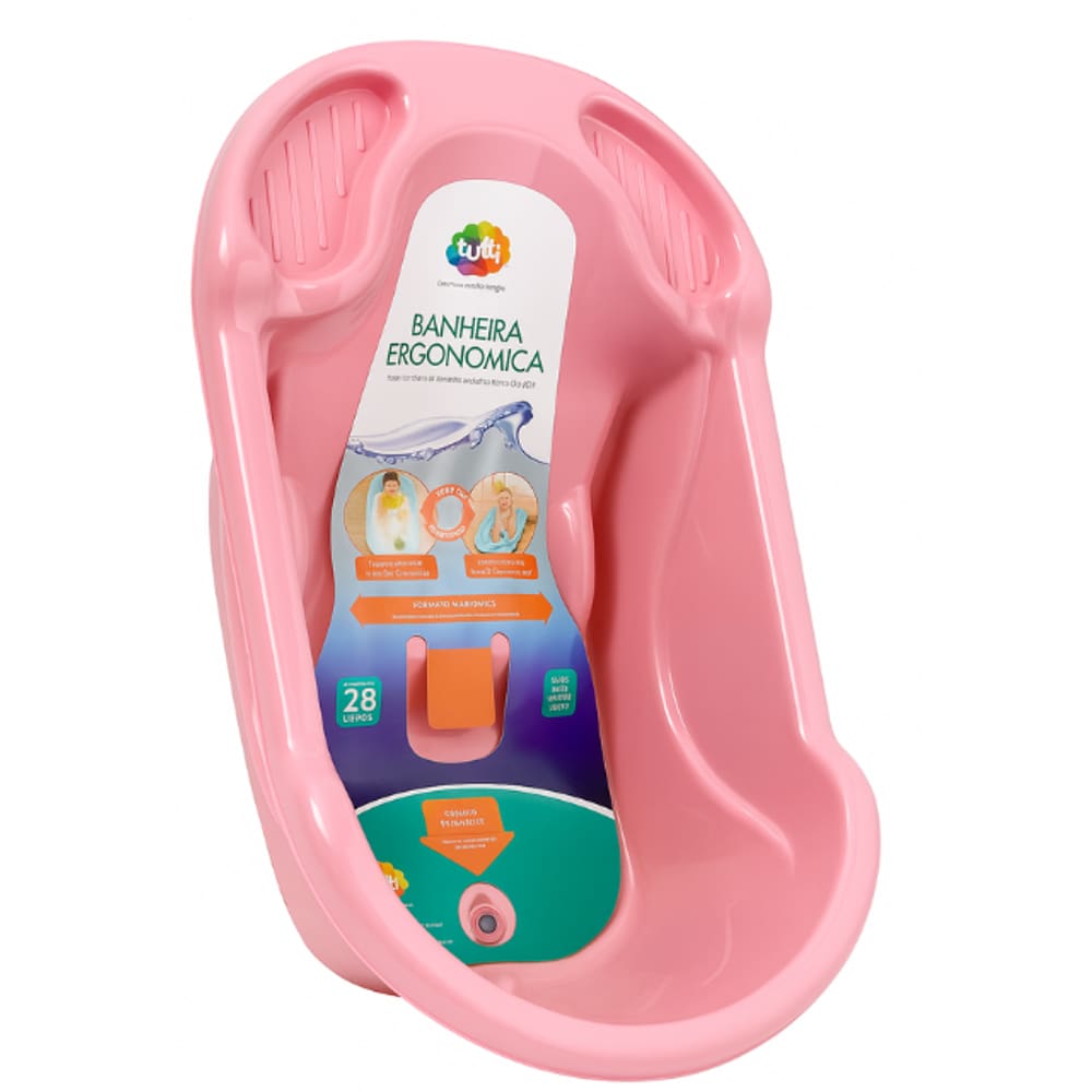 Banheira Infantil Ergonomica Safety Rosa p/ Bebe Tutti Baby