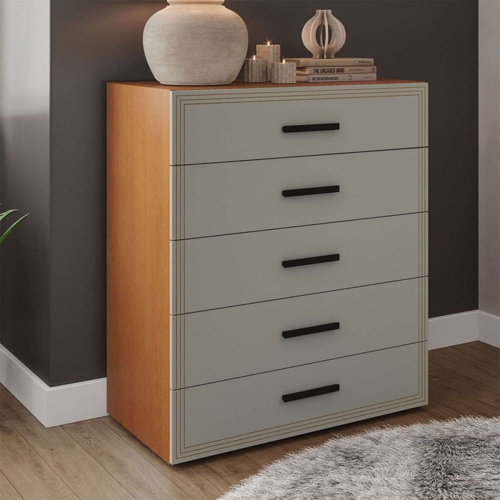 Cômoda Valência 5 Gavetas Freijó/Verde - Politorno