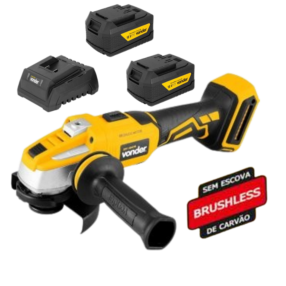 Esmerilhadeira 4.1/2” Brushless IEV 1847B + 2 Bat 2Ah VONDER