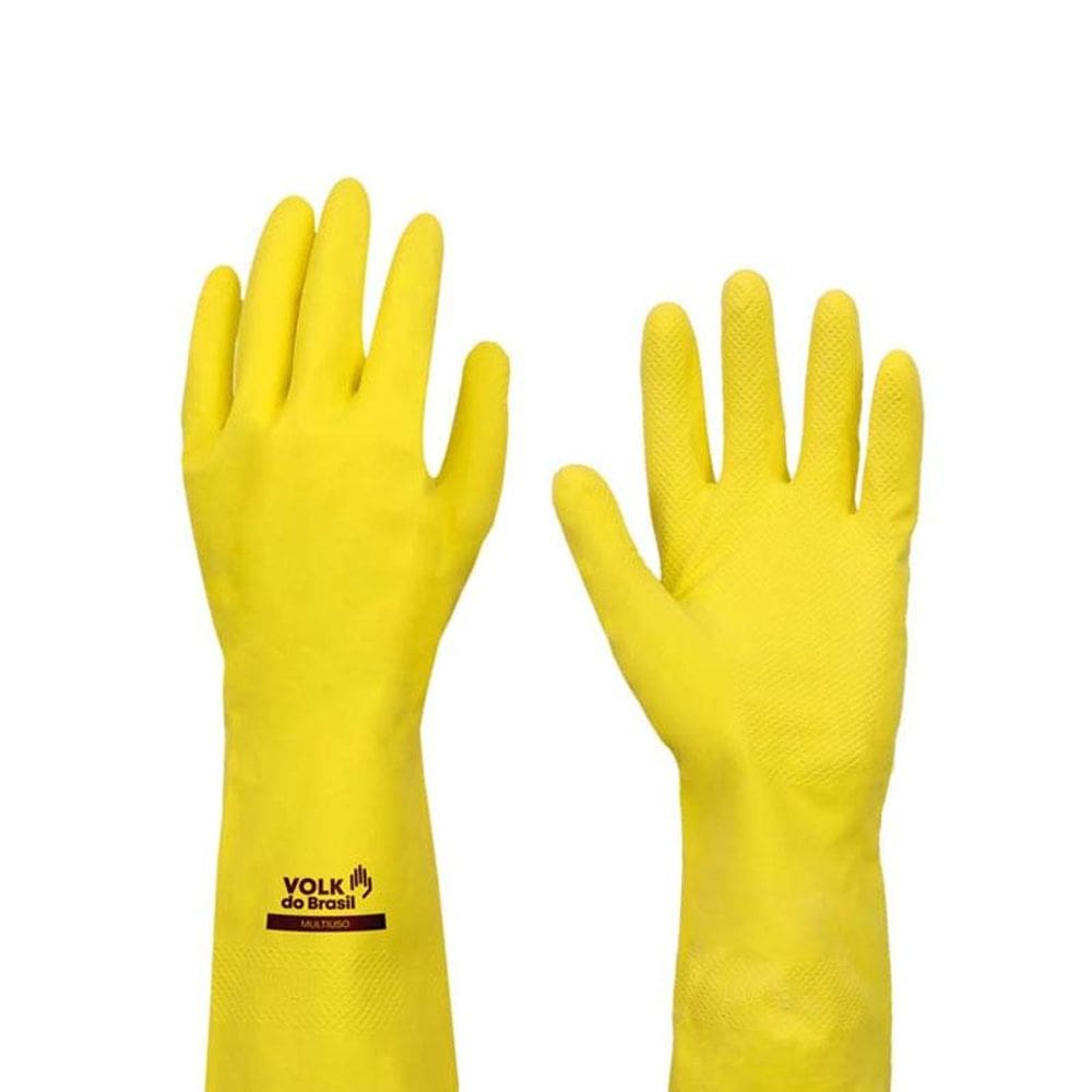 Luva de Latex Multiuso G Amarelo Volk