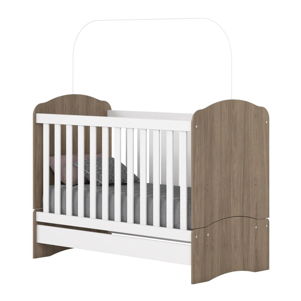 Berço Mini Cama Bala De Menta Henn Rustico/Branco