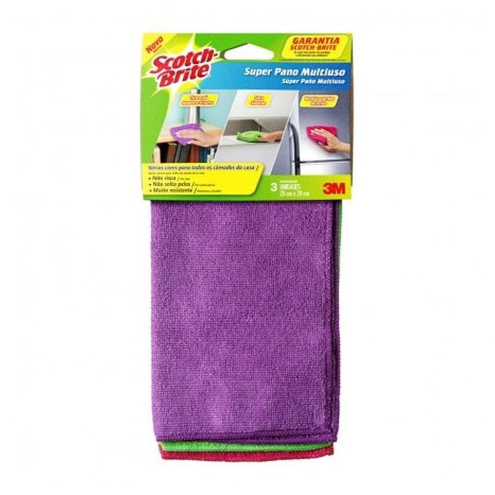 Super pano multiuso Scotch-Brite colorido 29x29 3 unid