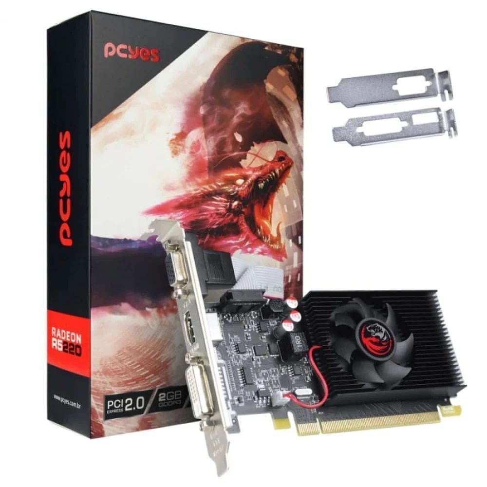 Placa de Vídeo PCIE R5 220 2GB 64B PCYES DDR3