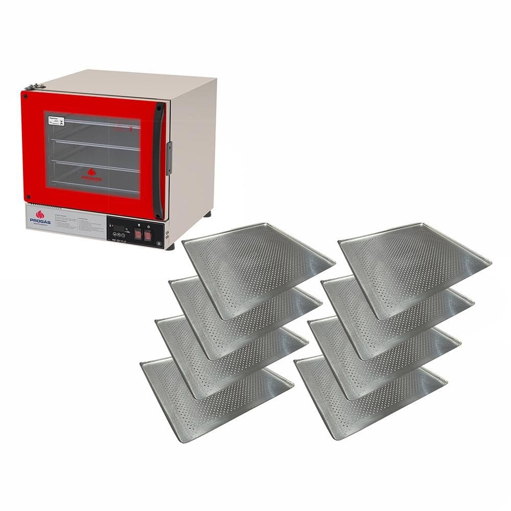 Forno Turbo Prp-004 Plus 127v Vermelho Progás + 8 Assadeiras Cimapi