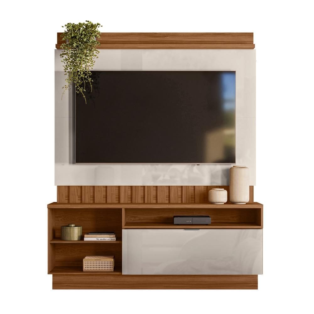 Estante Home Diamantina 785 Amendoa/Perola Metalizado