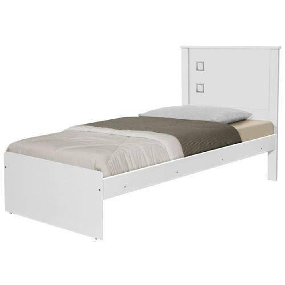 Cama Solteiro Barcelona Branco Com Colchão
