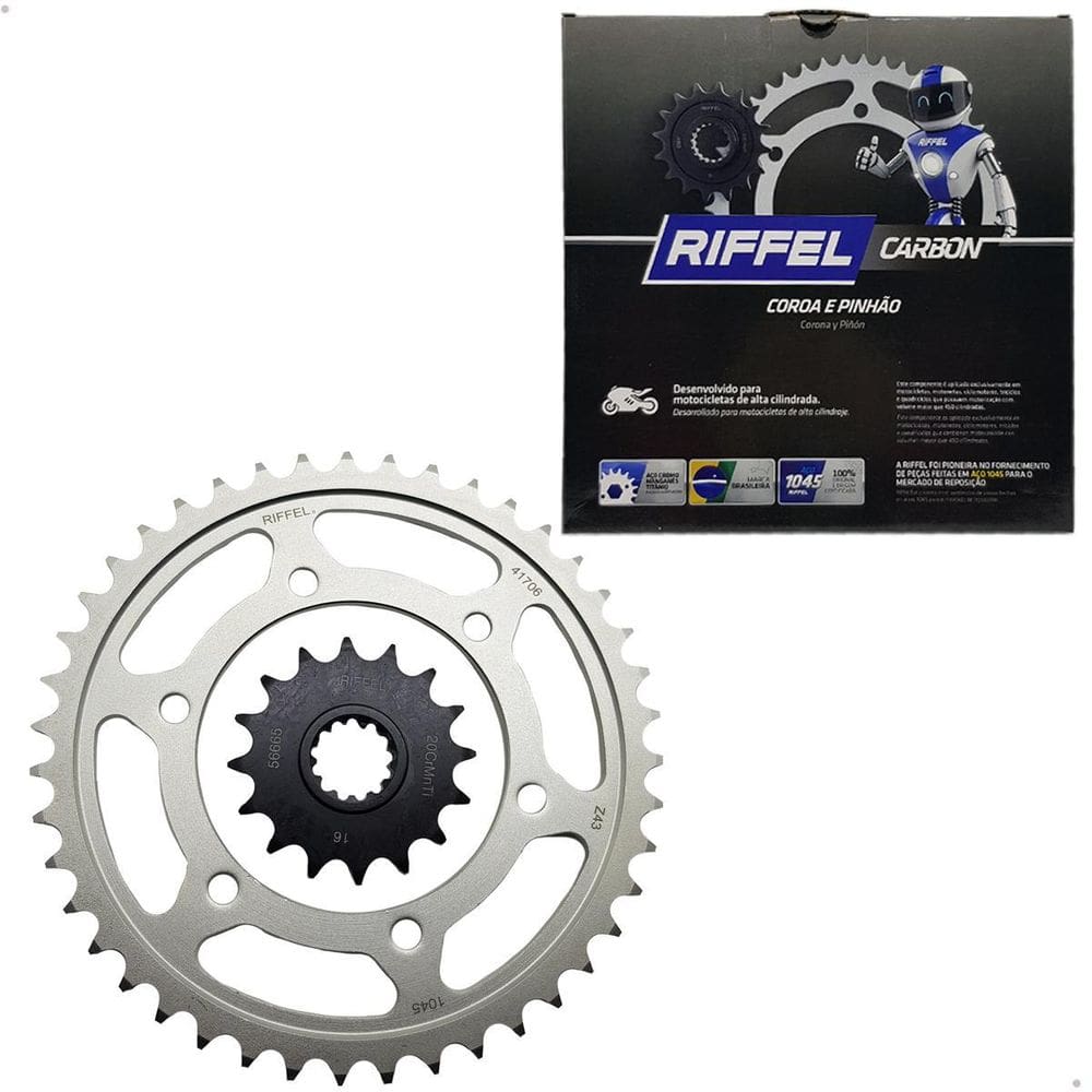 Kit Coroa Pinhão Riffel Mt 07 Mt 10 Sp Fz 07 Fz 10 Xsr 700