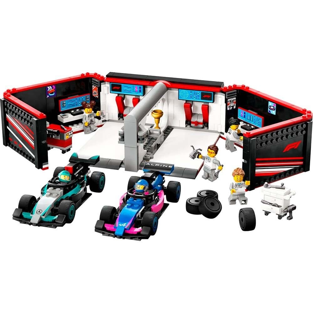 Bloco de Montar – CITY – Garagem F1 e carros Mercedes-AMG e Alpine - 678 peças - LEGO