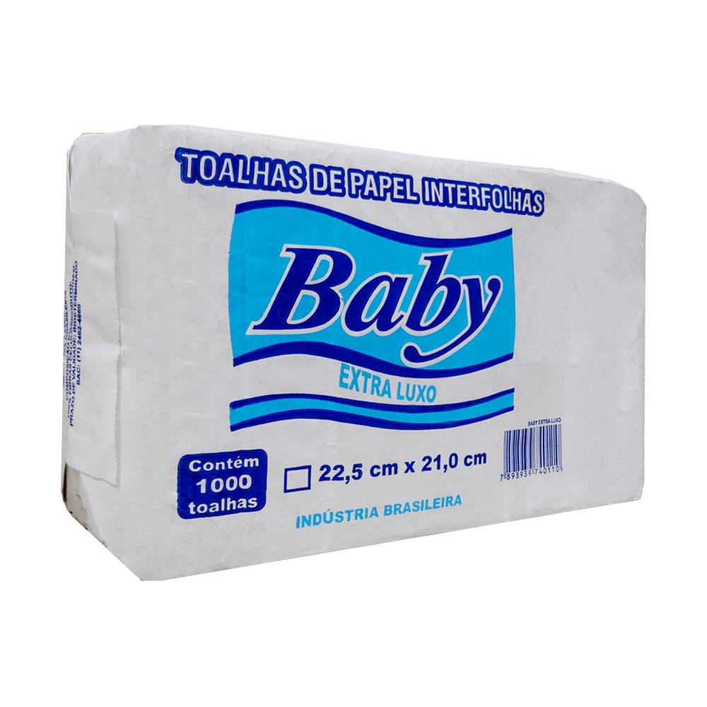 Papel Toalha Interfolha Baby 1000 folhas Branco Alta Absorção