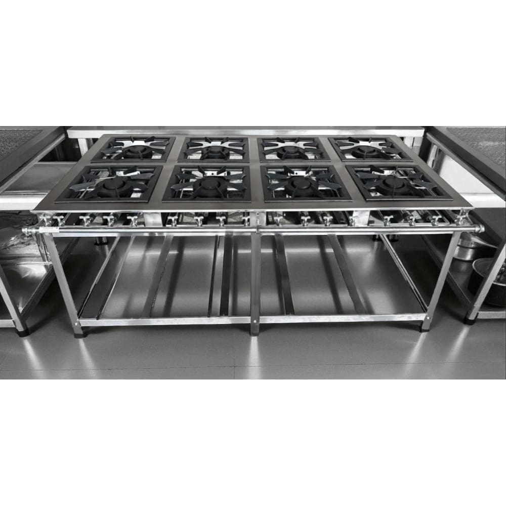 Fogão Industrial 8 Bocas Duplas 30x30 P7 em Aço Inox Leona