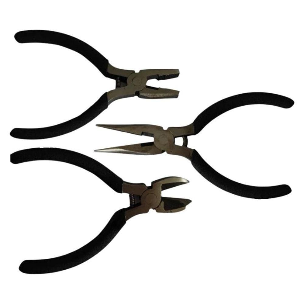 3 Mini Alicates Universal - Bico Meia Cana - Corte Diagonal