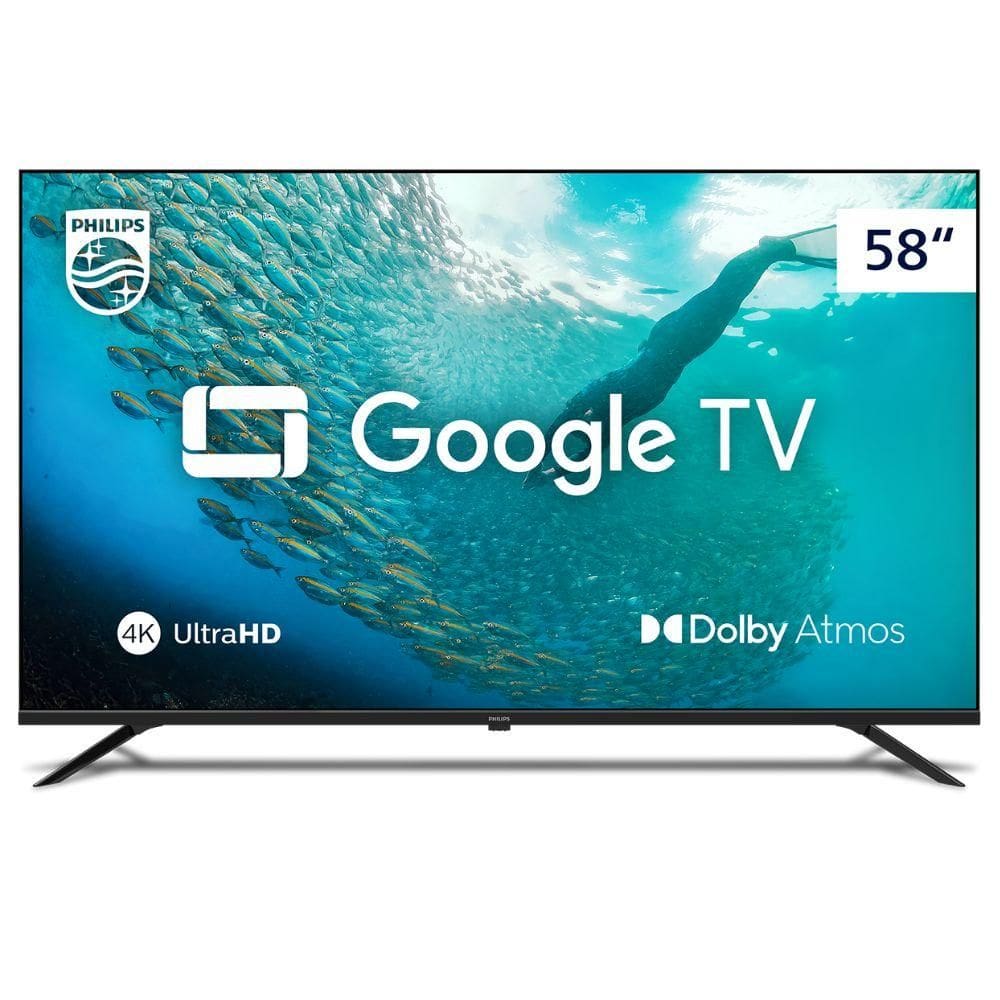 Smart TV 4K UHD LED 58” Philips PUG7019 Wi-Fi Google TV 3 HDMI 2 USB