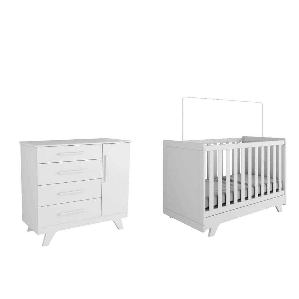 Quarto Bebe Berço e Cômoda Moveis Peroba Retro MDF LS