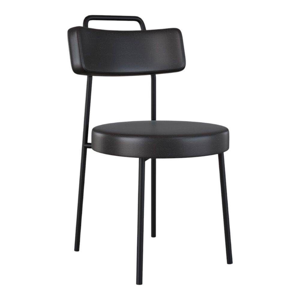 Cadeira Sala de Jantar Kobe Estofada com Encosto Couríssimo Preto - Abmaza