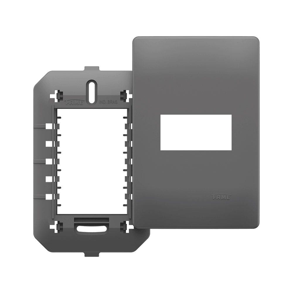 Placa com Suporte Fame Habitat Onix 4x2 para Módulo Horizontal