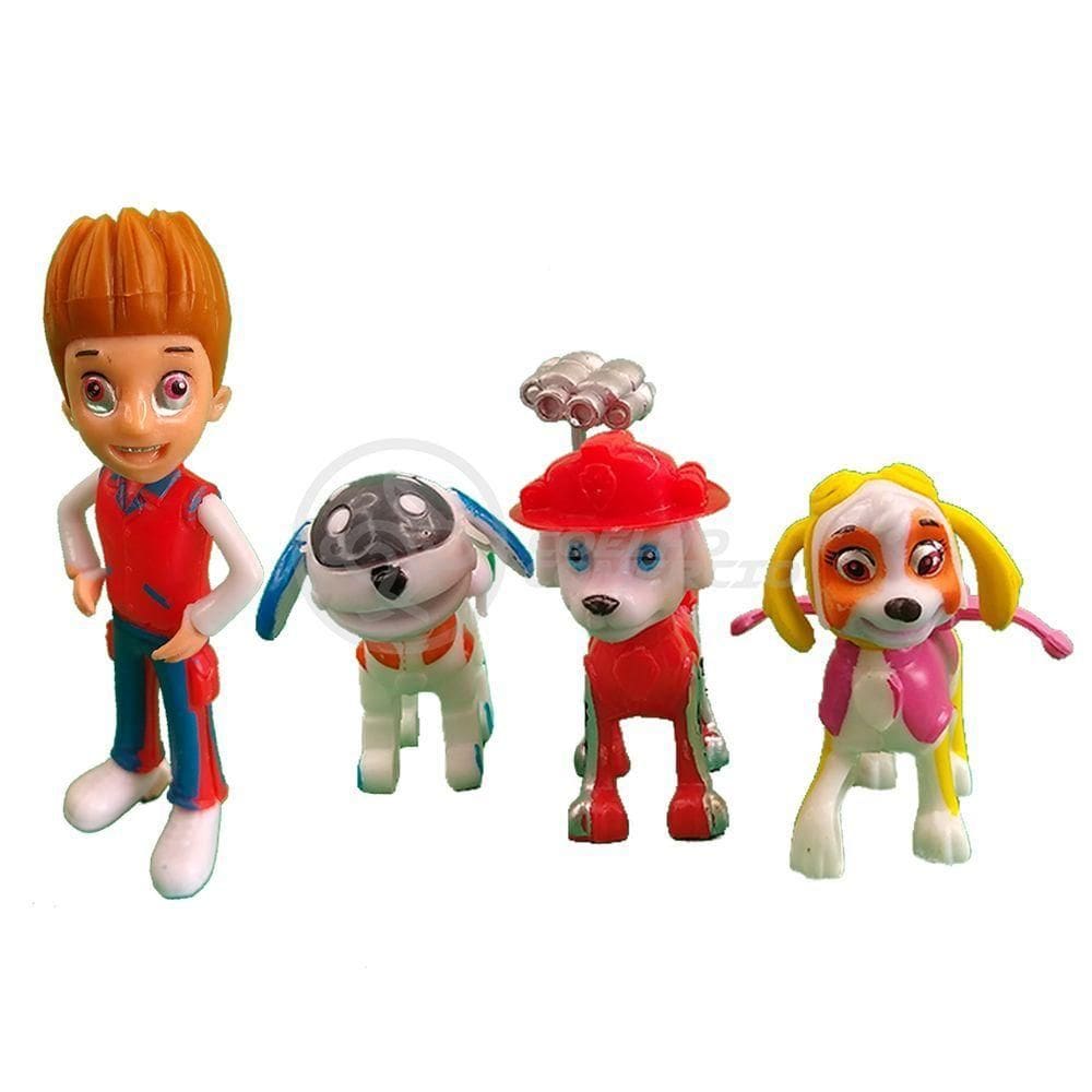 Kit 5 Bonecos Brinquedos Patrulha Canina Com 4 Skate-Lider Hum Ryder Marshall Zuma Skye Robo Dog