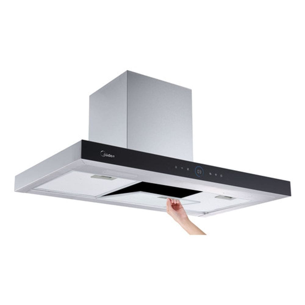 Coifa De Parede 90cm Inox Preto Smart Pro Touch 127v - Midea Prateado
