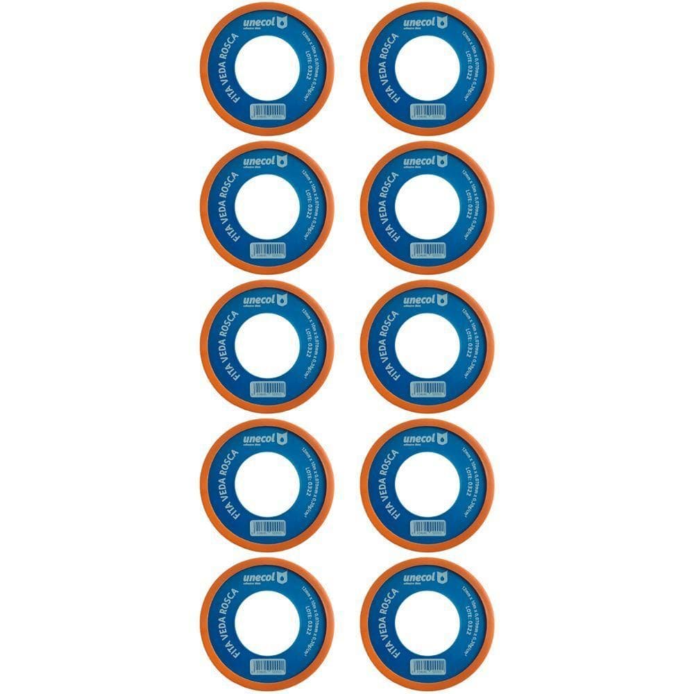 Kit 10 Fita Veda Rosca 12mm 10 Metros Vedação Hidráulica Canos Torneiras Teflon